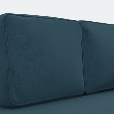 vidaXL Poilsio sofa su pagalvėmis ir ilga pagalve, mėlyna, aksomas