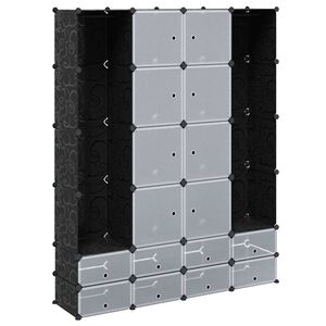 vidaXL Modulinė spinta su 18 skyrių, juoda/balta, 37x146x180,5cm