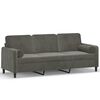 vidaXL Trivietė sofa su pagalvėmis, tamsiai pilka, 180cm, aksomas