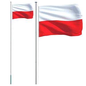 vidaXL Lenkijos vėliava su stiebu, aliuminis, 6,08m