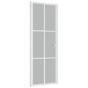 vidaXL Vidaus durys, baltos, 76x201,5cm, matinis stiklas ir aliuminis