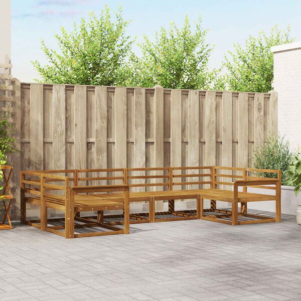 vidaXL Lauko sofos komplektas 6 pcs Natūrali Kietos akacijos mediena