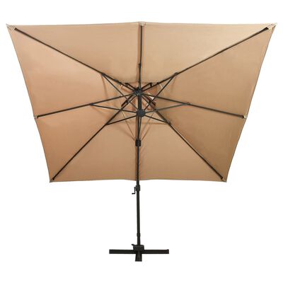 vidaXL Gembinis skėtis su dvigubu viršumi, taupe spalvos, 300x300cm