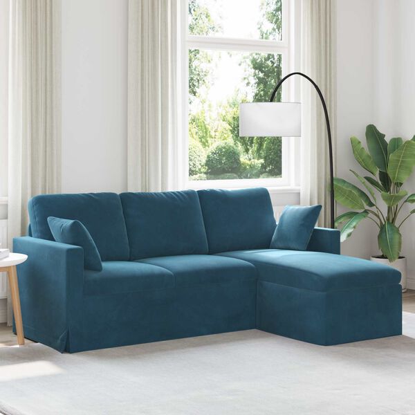 vidaXL Sofa Mėlyna 198 x 134 x 80 cm Aksomas