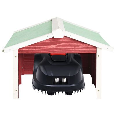 vidaXL Roboto vejapjovės garažas, raudonas ir baltas, 72x87x50cm, eglė