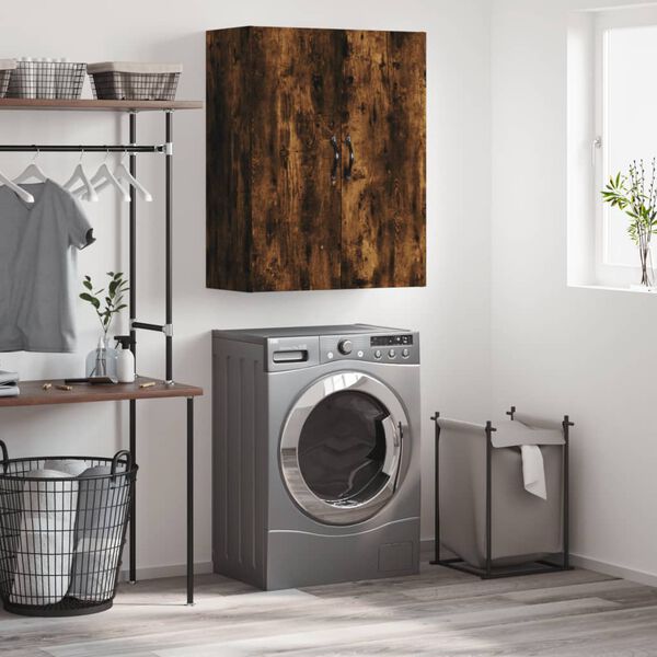 vidaXL Prie sienos montuojama spintelė, dūminė, 69,5x34x90cm, mediena