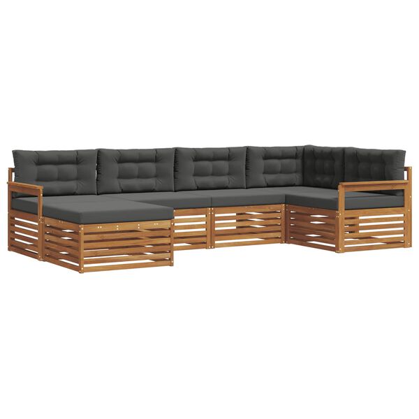 vidaXL Lauko sofos komplektas su pagalve 6 pcs Natūralus ir antracitas