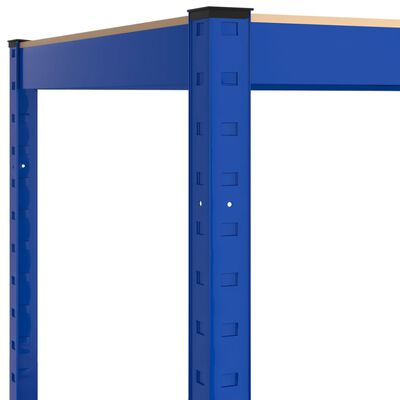 vidaXL Kampinė lentyna, 5 aukštų, mėlynos spalvos, plienas ir mediena
