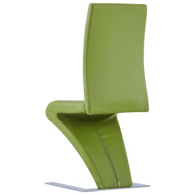 vidaXL Valgomojo kėdės, 4vnt., žalios, dirbtinė oda, zigzago formos