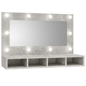 vidaXL Veidrodinė spintelė su LED ap&scaron;vietimu, pilka, 90x31,5x62cm