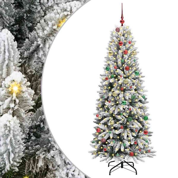 vidaXL Dirbtinė Kalėdų eglutė su 300 LED s stovu Balta 210 cm