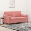 vidaXL Dvivietė sofa su pagalvėmis, rožinės spalvos, 140cm, aksomas