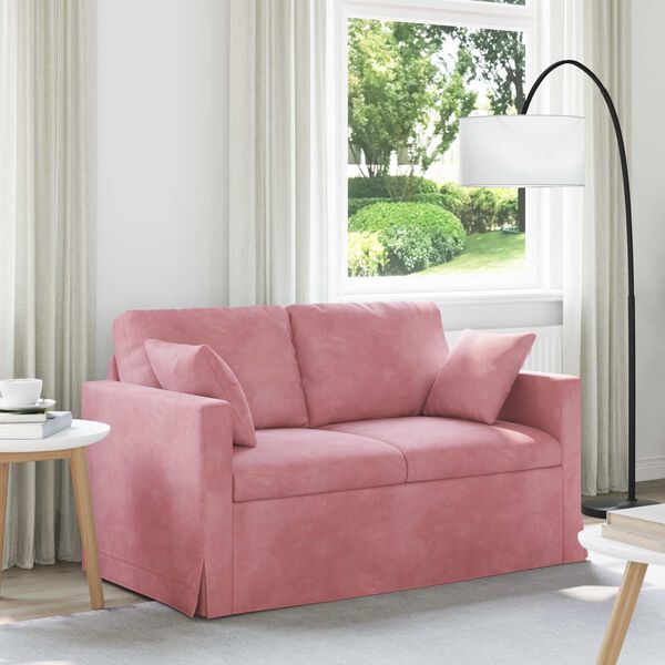 vidaXL Sofa Rožinė Bendri matmenys: 138 x 78 cm (P X G x A) Aksomas