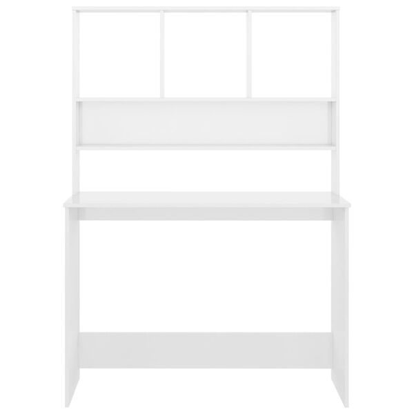 vidaXL Stalas su lentynomis, baltos sp., 110x45x157cm, MDP, l. blizgus