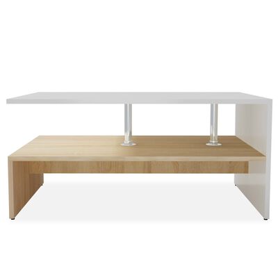 vidaXL Kavos staliukas, ąžuolo ir baltas, 90x59x42cm, apdirbta mediena