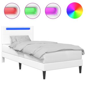vidaXL Lovos rėmas su LED juostelėmis Balta 80 x 200 cm Dirbtinė oda