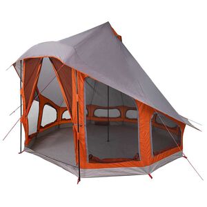 vidaXL Tipi palapinė Pilka ir oranžinė 404 x 370 x 270 cm tafta