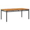 vidaXL Sodo stalas, juodas, 180x90x75cm, poliratanas/akacijos mediena