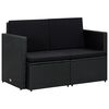 vidaXL Dvivietė sodo sofa su pagalvėlėmis, juodos spalvos, poliratanas