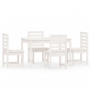 vidaXL Sodo valgomojo baldų komplektas, 5 dalių, baltas, pušis