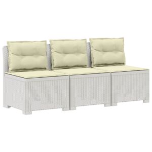 vidaXL 3-vietė sodo sofa su pagalvėlėmis, Rattan i&scaron;vaizda PP Balta