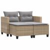 vidaXL Dvivietė sodo sofa su taburetėmis, smėlio spalvos, poliratanas