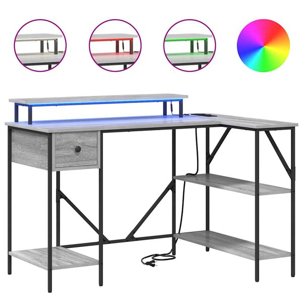 vidaXL Stalas Pilkas Sonoma 120 x 79 x 86,5 cm Apdirbta mediena