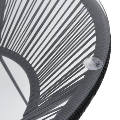 vidaXL Sodo valgomojo stalas, juodas, 70x74cm, ratanas ir stiklas