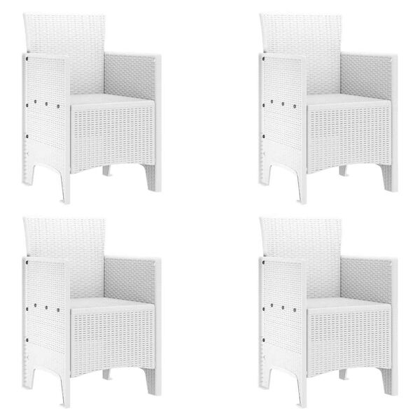vidaXL Sodo Kėdė su pagalve 4 pcs Balta 53 x 49 x 85 cm Polipropilenas