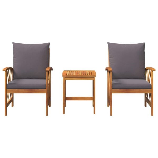 vidaXL Sodo Sofų Rinkinys 3 pcs Ruda akacijos medienos masyvas