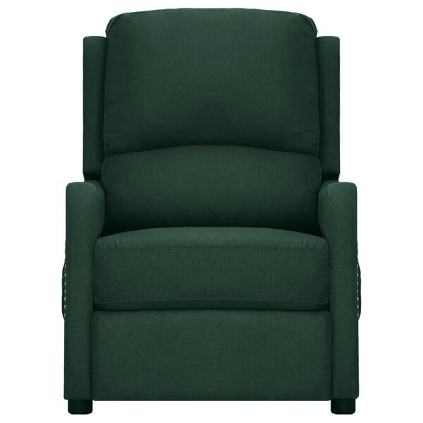 vidaXL Atsistojantis masažinis krėslas, tamsiai žalias, audinys