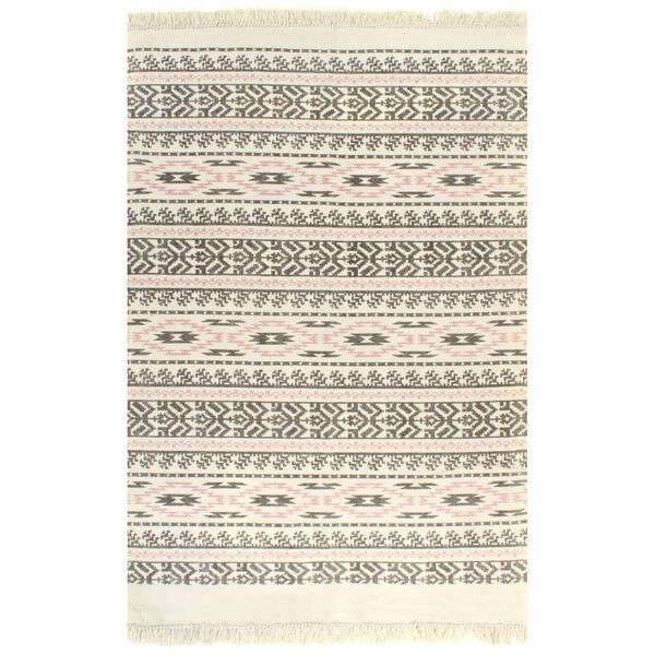 vidaXL Kilimas Kilim, pilkos/rožinės spalvos, 160x230cm, medvilnė