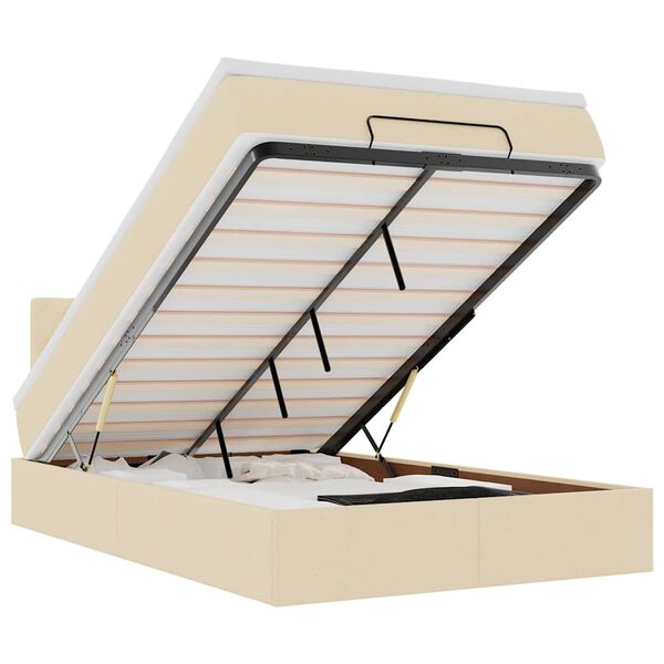 vidaXL Osmanų lovos rėmas su čiužiniu, kreminis, 120x200cm, audinys