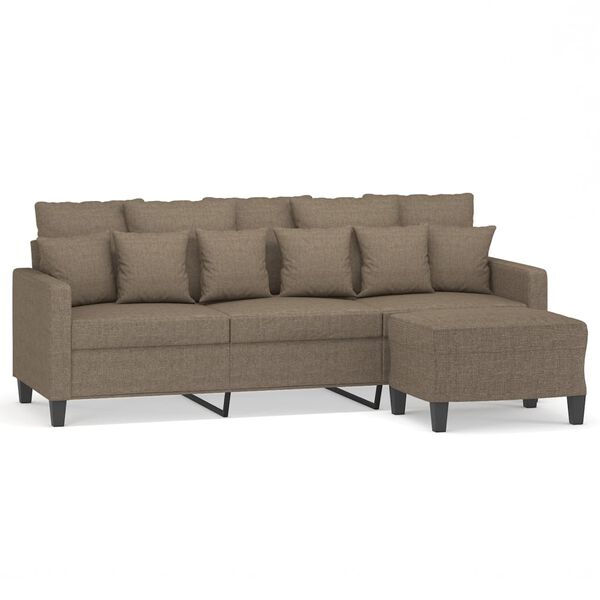 vidaXL Trivietė sofa su pakoja, taupe spalvos, 180cm, audinys