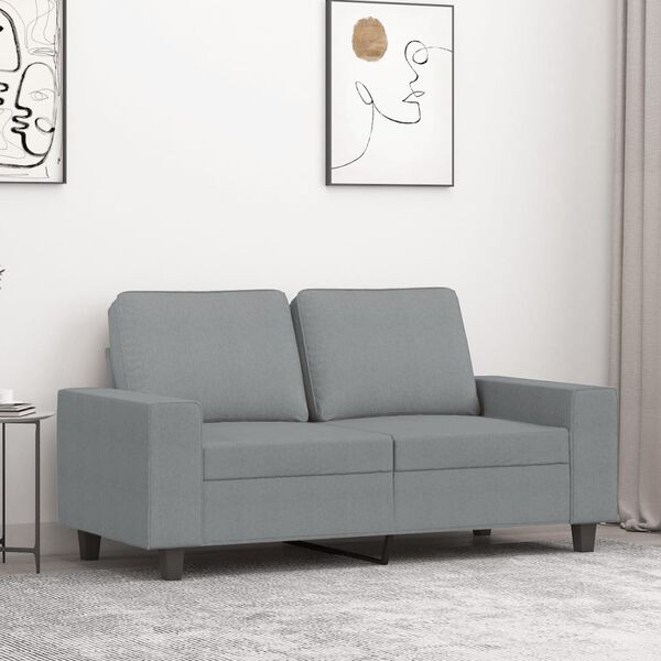 vidaXL Dvivietė sofa, &scaron;viesiai pilkos spalvos, 120cm, audinys