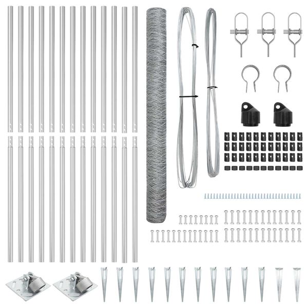 vidaXL Tvorelės stulpas Sidabro 25 x 1,6 m (50 mm tinklas) Plienas
