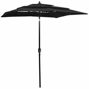 vidaXL Sodo skėtis su aliuminio stulpu, juodas, 2x2m, 3 auk&scaron;čių
