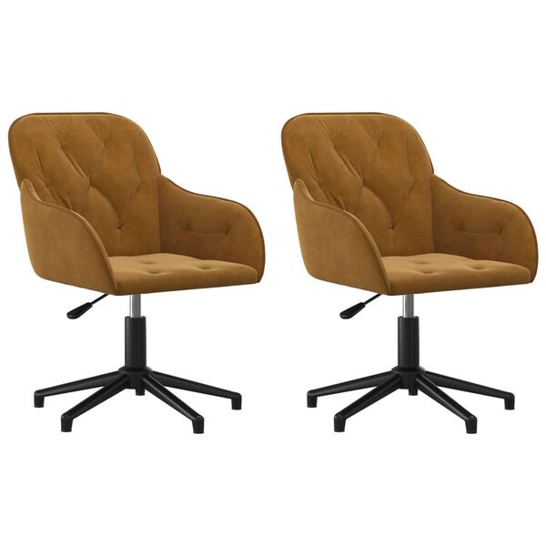 vidaXL Pasukamos valgomojo kėdės, 2vnt., rudos spalvos, aksomas