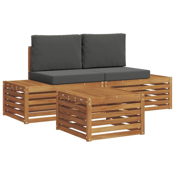 vidaXL Lauko sofos komplektas 3 Vienetas Natūralus ir antracitas