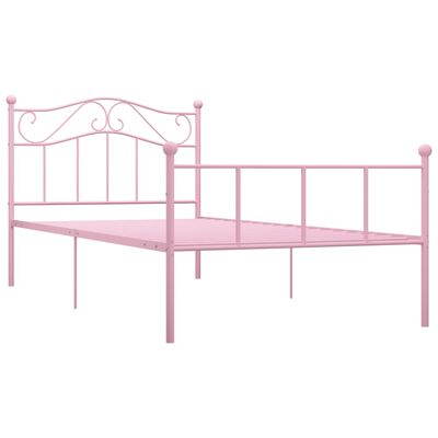 vidaXL Lovos rėmas, rožinės spalvos, 90x200cm, metalas
