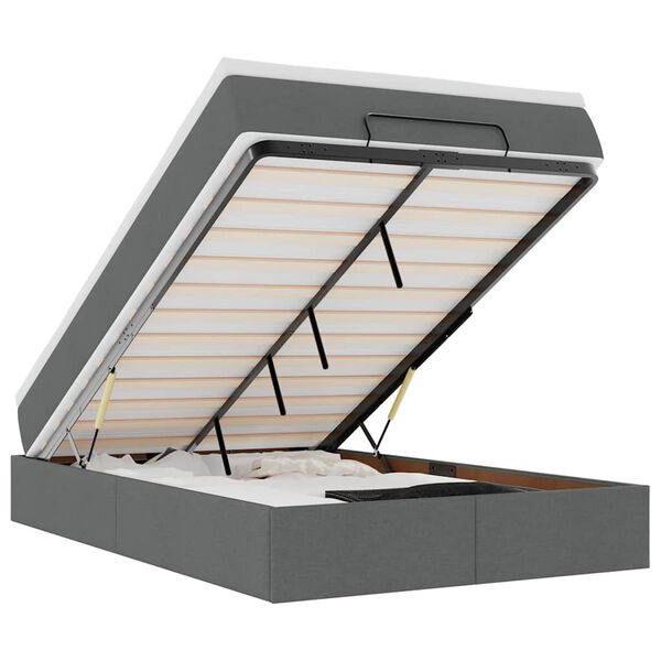 vidaXL Osmanų lova su čiužiniu, pilkas, 120x200cm, audinys