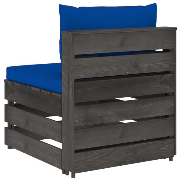 vidaXL Modulinė vidurinė sofos dalis su pagalvėlėmis, mediena