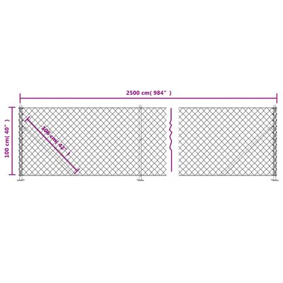 vidaXL Tinklinė tvora su flanšais, sidabrinės spalvos, 1x25m