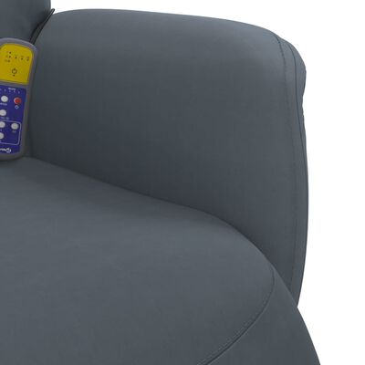 vidaXL Atlošiama masažinė kėdė su pakoja, tamsiai pilka, aksomas