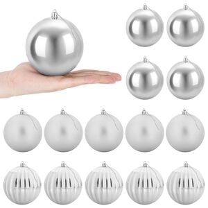 vidaXL Kalėdinių kamuoliukų rinkinys XL 15 vnt. Sidabrinė &Oslash; 10 cm