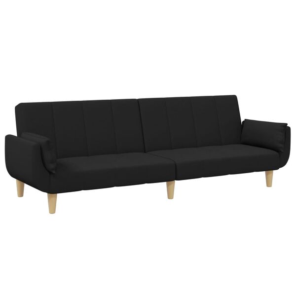 vidaXL Dvivietė sofa-lova su pakoja, juodos spalvos, audinys