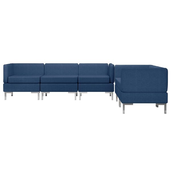 vidaXL Sofos komplektas, 5 dalių, mėlynos spalvos, audinys
