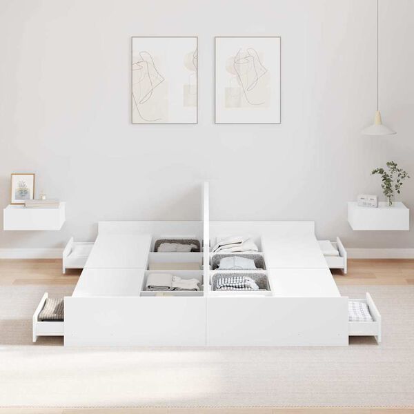 vidaXL Lova su daiktų laikymo vieta su galvūgalio Balta 150 x 200 cm