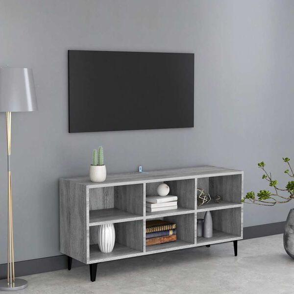vidaXL TV spintelė su metalinėmis kojelėmis, pilka, 103,5x30x50cm