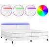 vidaXL Lova su spyruoklėmis/čiužiniu/LED, balta 200x200cm dirbtinė oda
